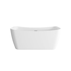 59 inch Soaking Bathtub in Glossy White with Brushed Nickel Trim