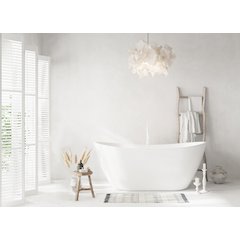 59 inch Soaking Bathtub in Glossy White with Polished White Trim