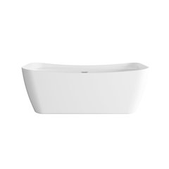 67 inch Soaking Bathtub in Glossy White with Brushed Nickel Trim