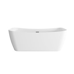 67 inch Soaking Bathtub in Glossy White with Matte Black Trim