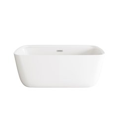 59 inch Soaking Bathtub in Glossy White with Brushed Nickel Trim
