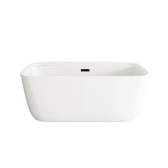 59 inch Soaking Bathtub in Glossy White with Matte Black Trim
