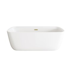 67 inch Soaking Bathtub in Glossy White with Brushed Gold Trim