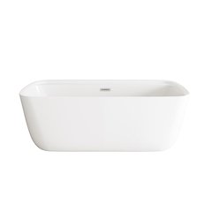 67 inch Soaking Bathtub in Glossy White with Brushed Nickel Trim