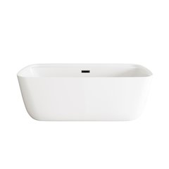 67 inch Soaking Bathtub in Glossy White with Matte Black Trim