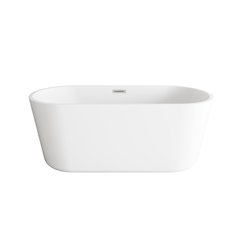 59 inch Soaking Bathtub in Glossy White with Brushed Nickel Trim