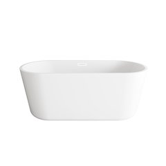 59 inch Soaking Bathtub in Glossy White with Polished White Trim