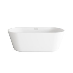 65 inch Soaking Bathtub in Glossy White with Brushed Nickel Trim