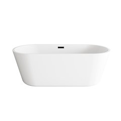 65 inch Soaking Bathtub in Glossy White with Matte Black Trim
