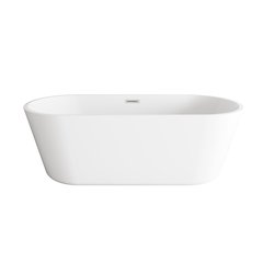 71 inch Soaking Bathtub in Glossy White with Brushed Nickel Trim