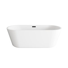 71 inch Soaking Bathtub in Glossy White with Matte Black Trim