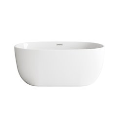 54 inch Soaking Bathtub in Glossy White with Brushed Nickel Trim