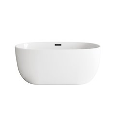 54 inch Soaking Bathtub in Glossy White with Matte Black Trim