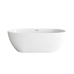 67 inch Soaking Bathtub in Glossy White with Brushed Nickel Trim