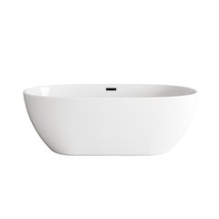 67 inch Soaking Bathtub in Glossy White with Matte Black Trim
