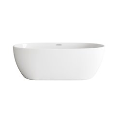 77 inch Soaking Bathtub in Glossy White with Brushed Nickel Trim