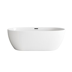 77 inch Soaking Bathtub in Glossy White with Matte Black Trim