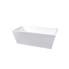 67 inch Soaking rectangular bathtub in glossy white and brushed gold