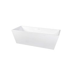 72 inch Soaking rectangular bathtub in glossy white and polished chrome