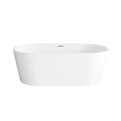 67 inch Bathtub in Glossy White with Brushed Gold Trim