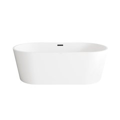 67 inch Bathtub in Glossy White with Matte Black Trim