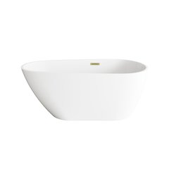 59 inch Bathtub in Glossy White with Brushed Gold Trim