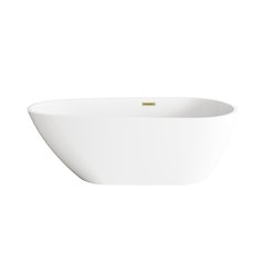 67 inch Bathtub in Glossy White with Brushed Gold Trim