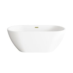 59 inch Bathtub in Glossy White with Brushed Gold Trim
