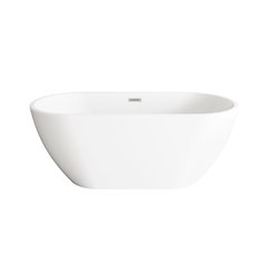 59 inch Bathtub in Glossy White with Brushed Nickel Trim