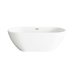 67 inch Bathtub in Glossy White with Brushed Gold Trim
