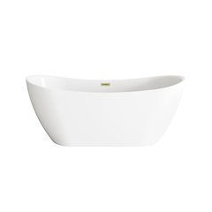 67 inch Bathtub in Glossy White with Brushed Gold Trim