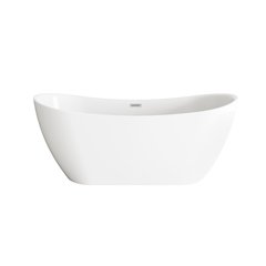 67 inch Bathtub in Glossy White with Brushed Nickel Trim