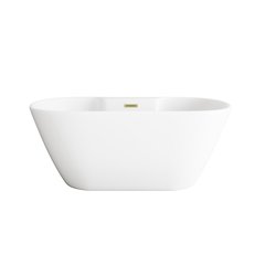 59 inch Bathtub in Glossy White with Brushed Gold Trim