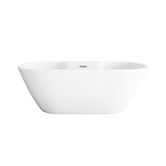 67 inch Bathtub in Glossy White with Brushed Gold Trim