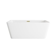 59 inch Bathtub in Glossy White with Brushed Gold Trim
