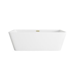 67 inch Bathtub in Glossy White with Brushed Gold Trim