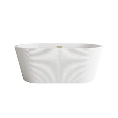 59 inch Bathtub in Glossy White with Brushed Gold Trim