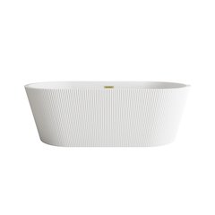 67 inch Bathtub in Glossy White with Brushed Gold Trim