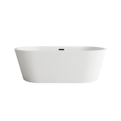67 inch Bathtub in Glossy White with Matte Black Trim