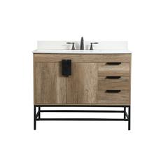 42 inch Single bathroom vanity in natural oak with backsplash