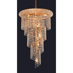 Spiral 8 light Gold Pendant Clear Royal Cut Crystal