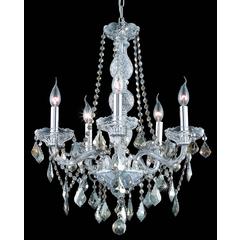 Verona 5 light Chrome Chandelier Golden Teak (Smoky) Royal Cut Crystal