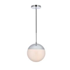 Eclipse 1 Light Chrome Pendant With Frosted White Glass