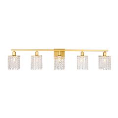 Phineas 5 light Brass and Clear Crystals wall sconce