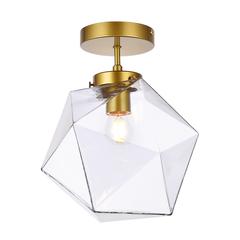 Lawrence 1 light brass and clear glass flush mount