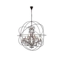 Geneva 25 light Dark Bronze Chandelier Silver Shade (Grey) Royal Cut crystal