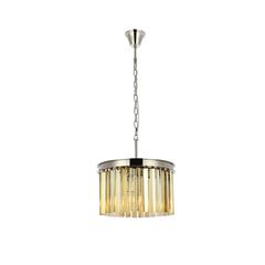 Sydney 3 light polished nickel Pendant Golden Teak (Smoky) Royal Cut Crystal