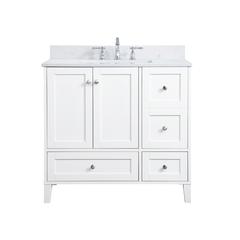 36 inch Single Bathroom Vanity in White with Backsplash