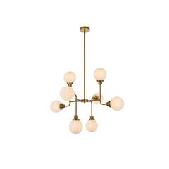 Hanson 8 lights pendant in brass with frosted shade