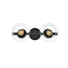 Rogelio 2 light Black and Clear Bath Sconce